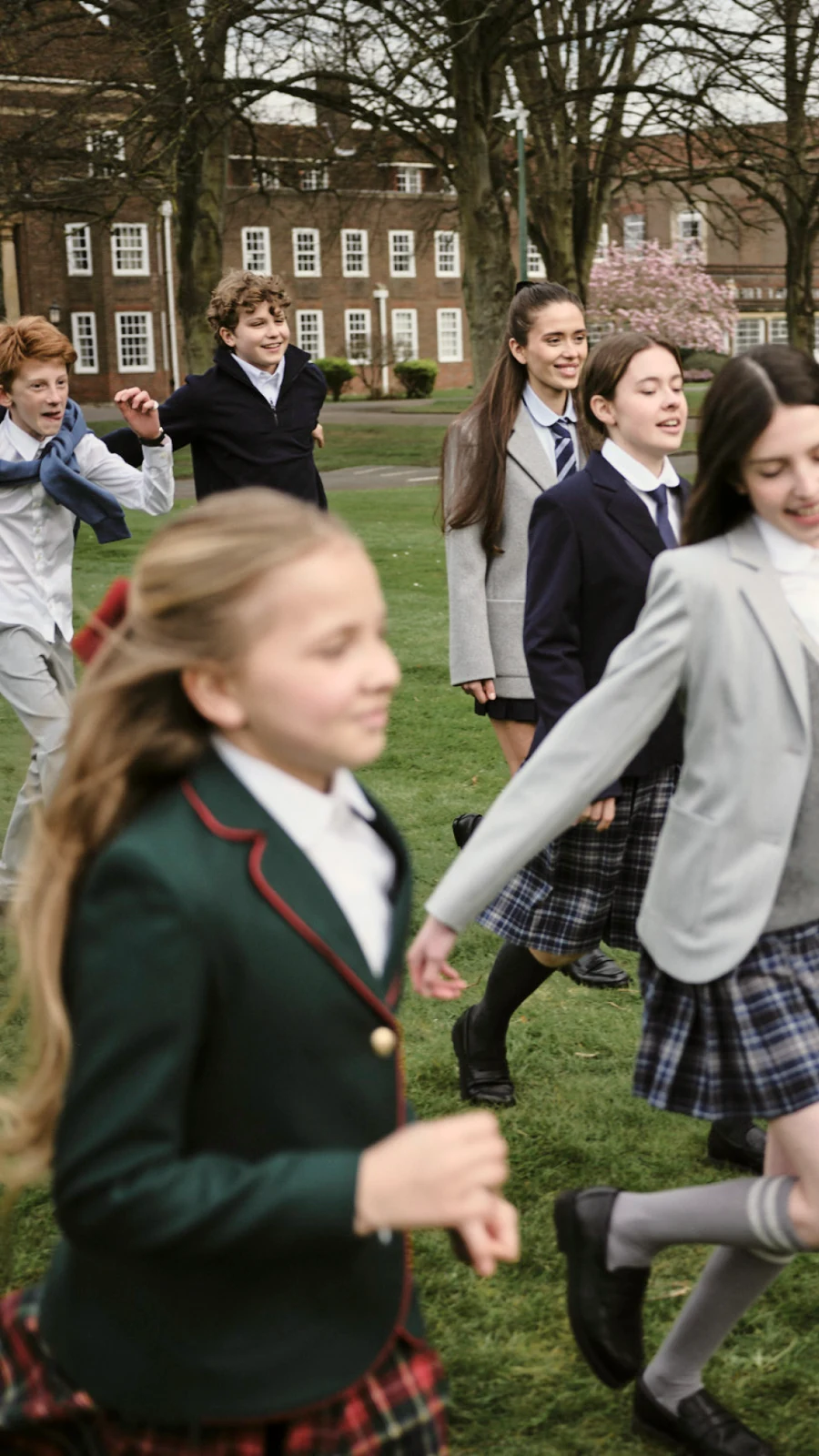 School friends spending time together outside